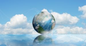 Cloud Computing technology with an cloudy earth and digits